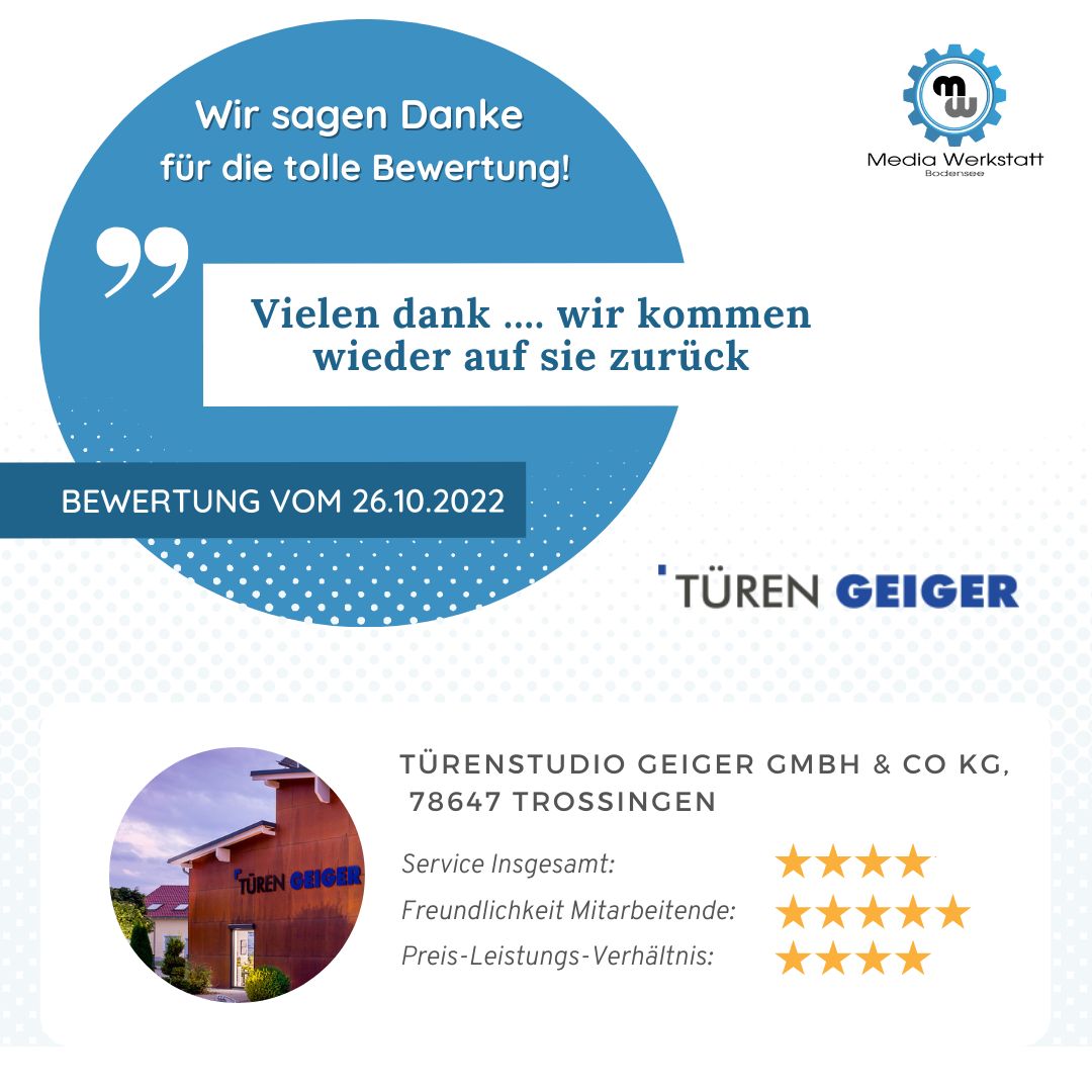 Bewertung Türenstudio Geiger GmbH & Co KG - 26.10.2022